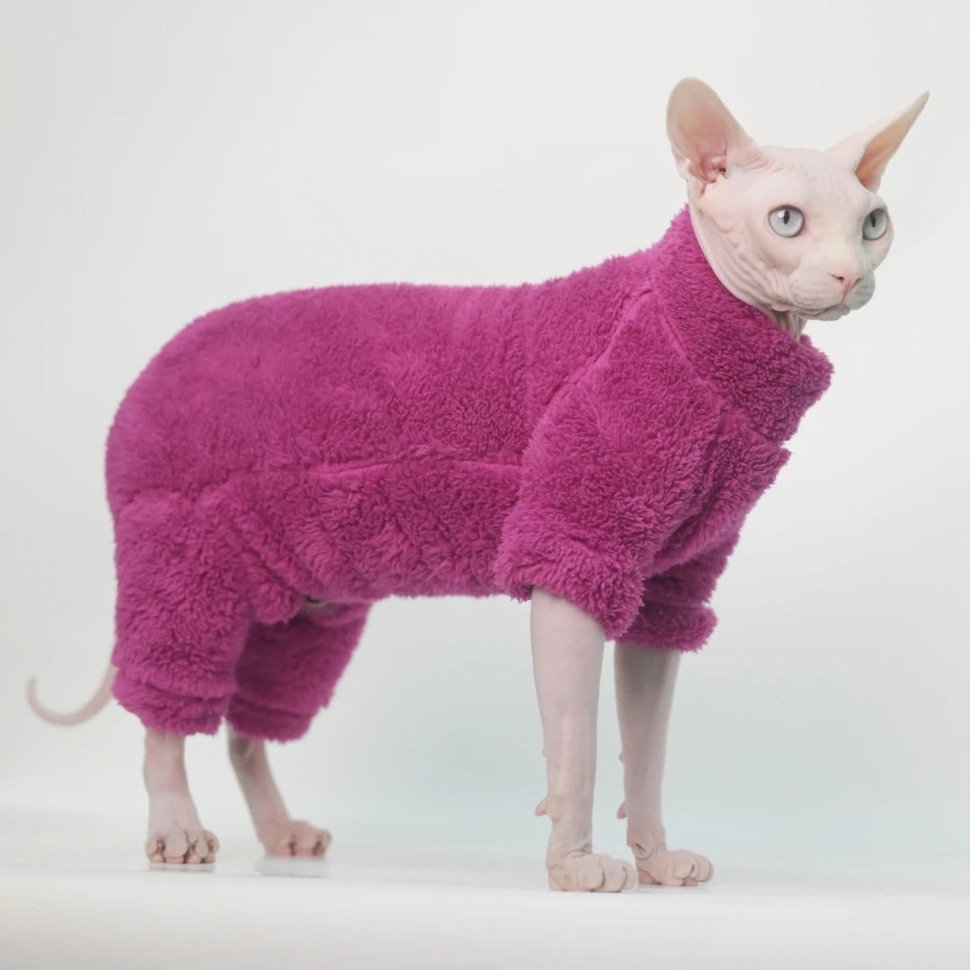 Winter Warm Sphynx Cat Clothes Four Legs Outfit for Hairless Cats Sizes for Devon Rex Abyssinian Cornish - Play Paws Toys