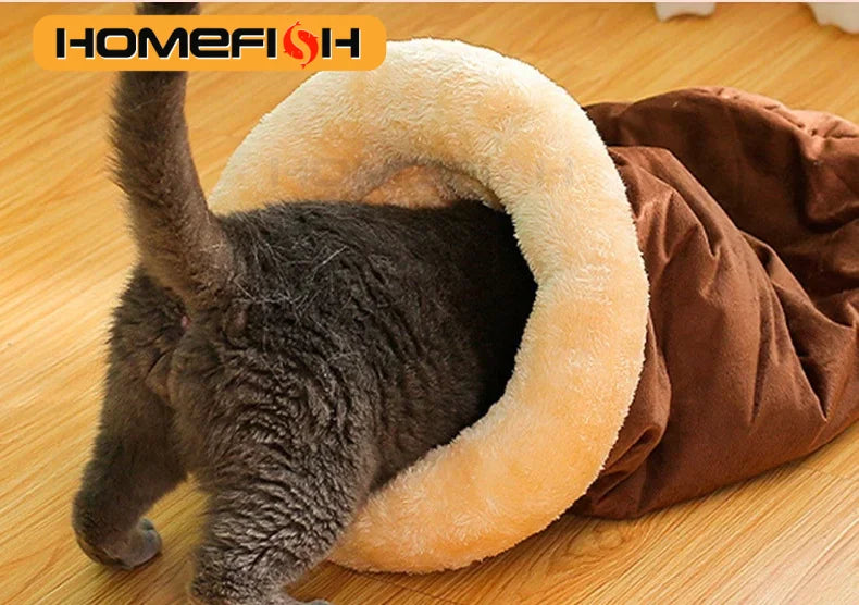 Autumn and Winter Cat Sleeping Bag Semi-enclosed Cat Nest Warm Small and Medium-sized Pet Nest Can Be Disassembled and Washed - Play Paws Toys