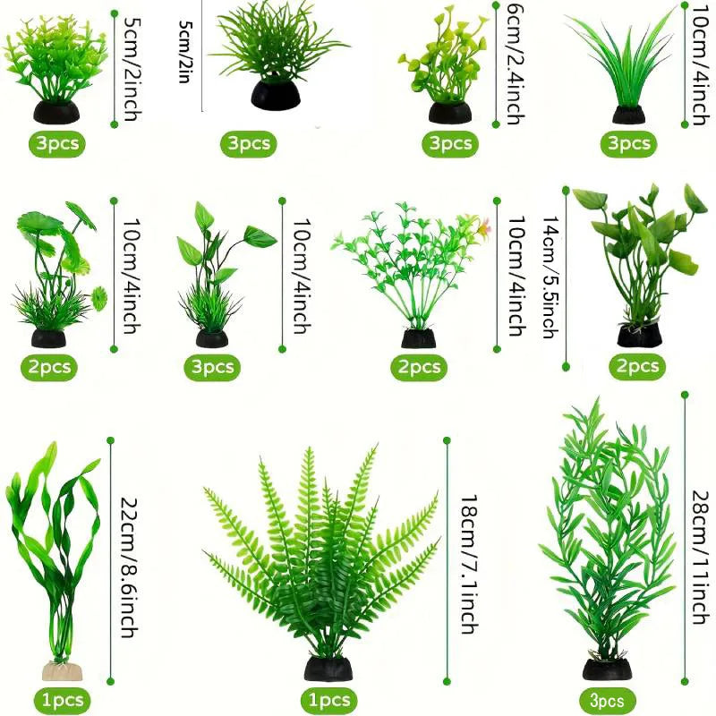 25/26PCS Artificial Aquarium Decor Plants Water Weeds Ornament Aquatic Plant Fish Tank Grass Decoration Accessories