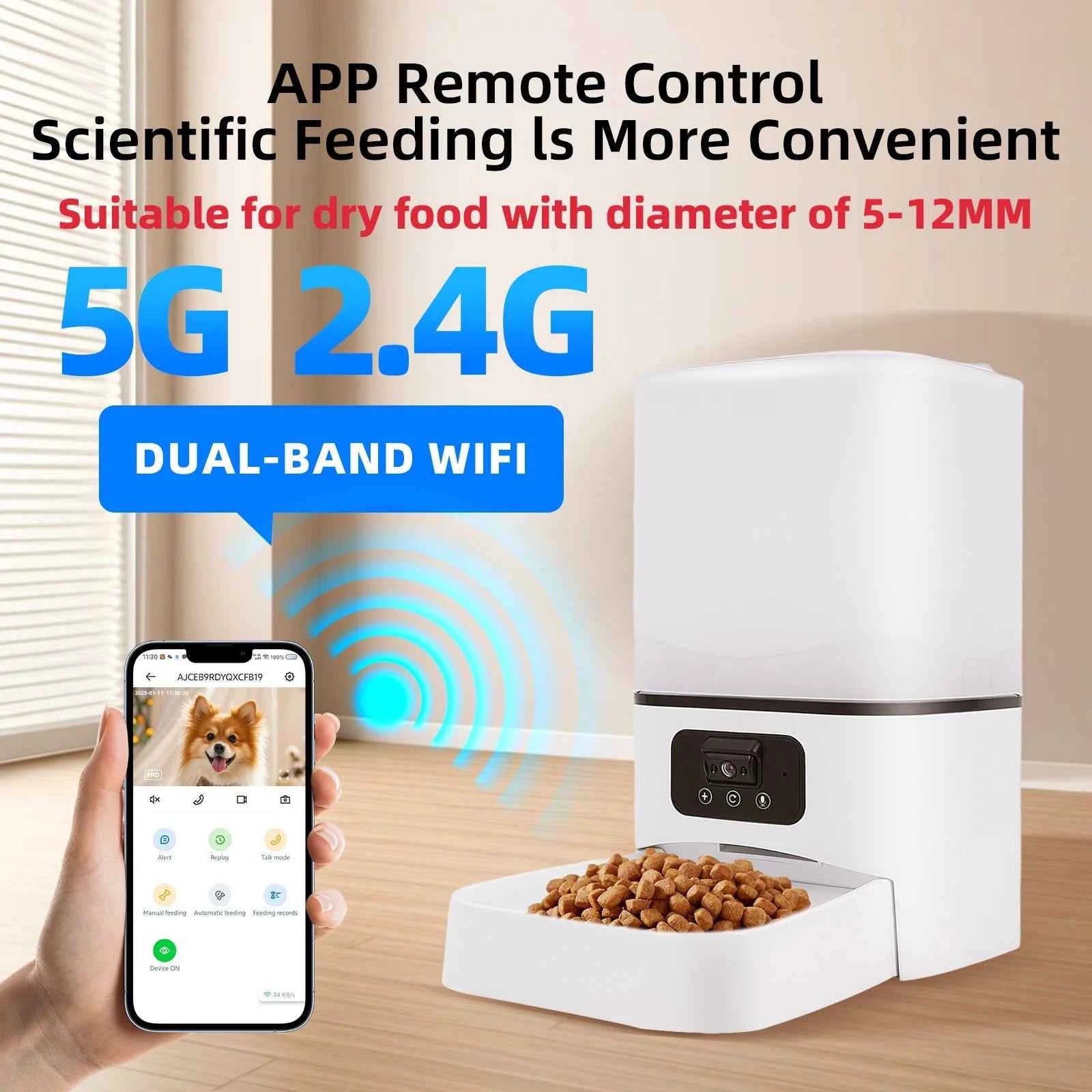 6L Button WiFi Camera Smart Automatic Dog Feeder Video Pet Food Dispenser APP Auto Feeder For Kitten Cat Bowl Accessories