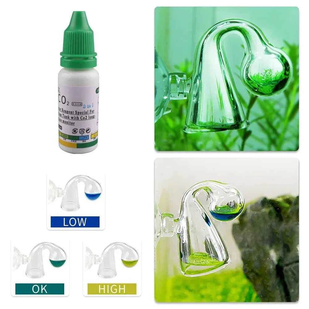 Aquarium CO2 Indicator DIY Fish Tank Glass Liquid Tester Monitor Plants Grass CO2 System Concentration Drop Checker Kit 15ml
