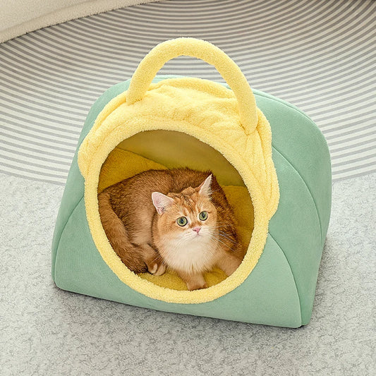 Cute Cat Beds for Indoor Cats Large Cat Cave Bed with Removable Washable Cushioned Pillow, Cozy Kitten Tent with Non-Slip Bottom - Play Paws Toys