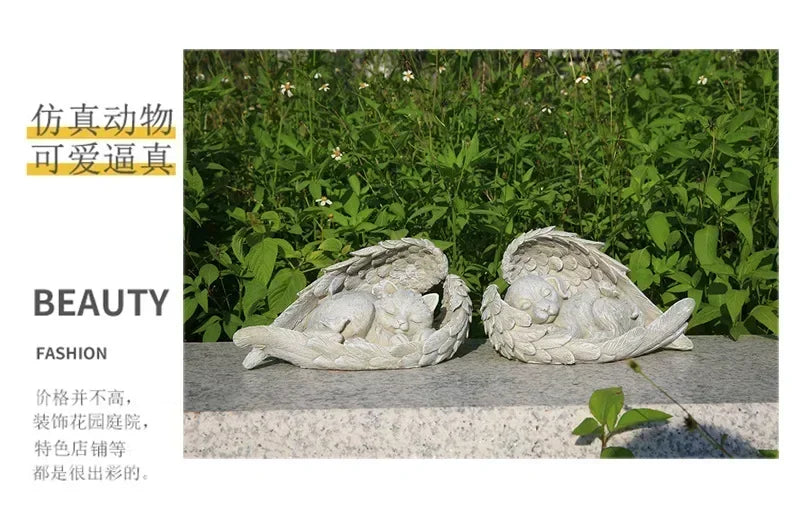 Pet Tombstone Dog Cat Tombstone Memorial Stone Personalized Memorial Stone Resin Statue Creative Angel Dog Cat Ornament