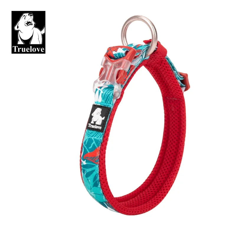 Truelove Pet Dog Collar with Three Adjustable Buckle Soft Comfortable Cotton Floral Pattern Resistant to Pull TLC5273