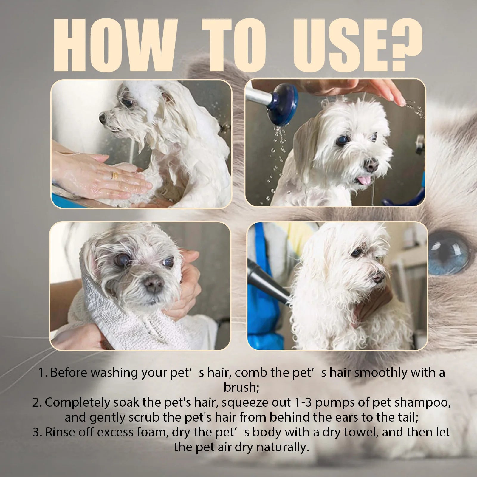 YEGBONG Dog Wash Shampoo: Flea & Mite Killer, Dirt Removal - Anti-Itch, Deodorizing & Moisturizing Formula for Softening Coat