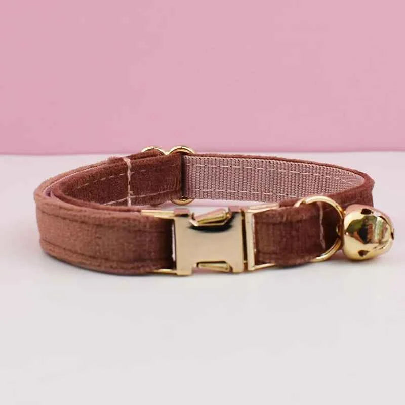 Cat Supplies Velvet Cat Collar Personalized Cat Collar with Name Plate Bell Bow tie Custom Engrave Collars for Cat