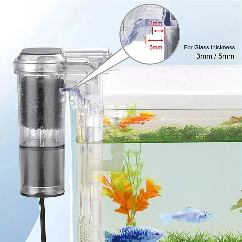 Wall-hanging Filter For Fish Tanks USB plug Mini Aquarium Filter Pump 250H/L Suitable For Fish Tanks Below 30cm,2.5W DC 5V