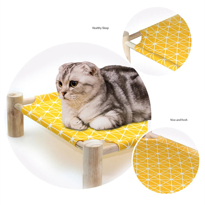 Cat Bed House Outdoor Universal Pet Bed Removable Breathable Pet Hammocks Bed for Cat Small Dog Durable Wood Frame Canvas Beds - Play Paws Toys