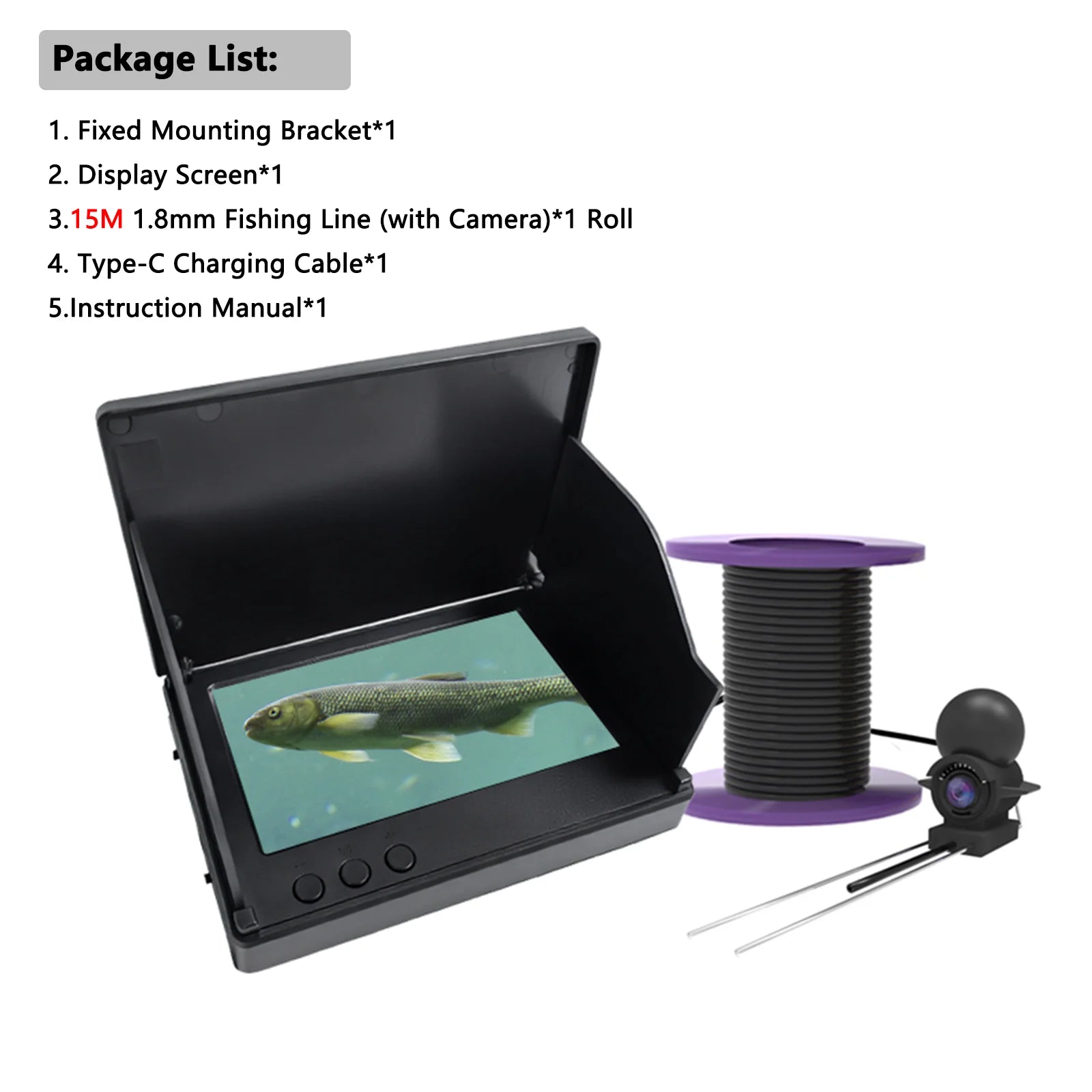 Dodosee Handheld 1080P 4.3'' LCD Fish Finder Portable Fish Depth Finder Water Underwater 220° Fishing Camera With Night Vision