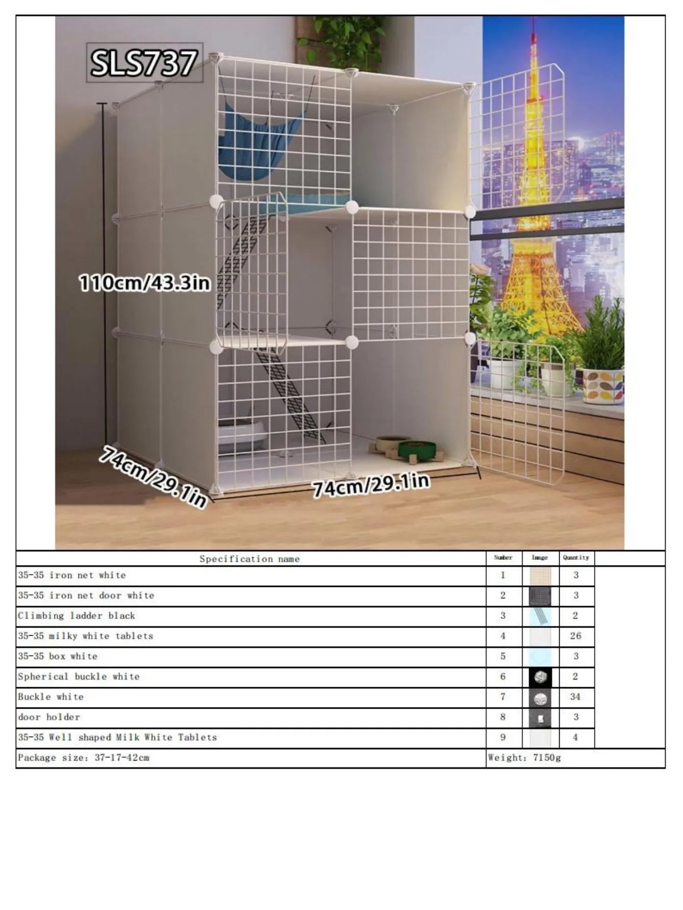 Cat Cage for Home Use, Indoor Free Space Cat House, Cat Shelter, Cat Nest, Pet Cage, Three-Story Small Cat Villa - Play Paws Toys
