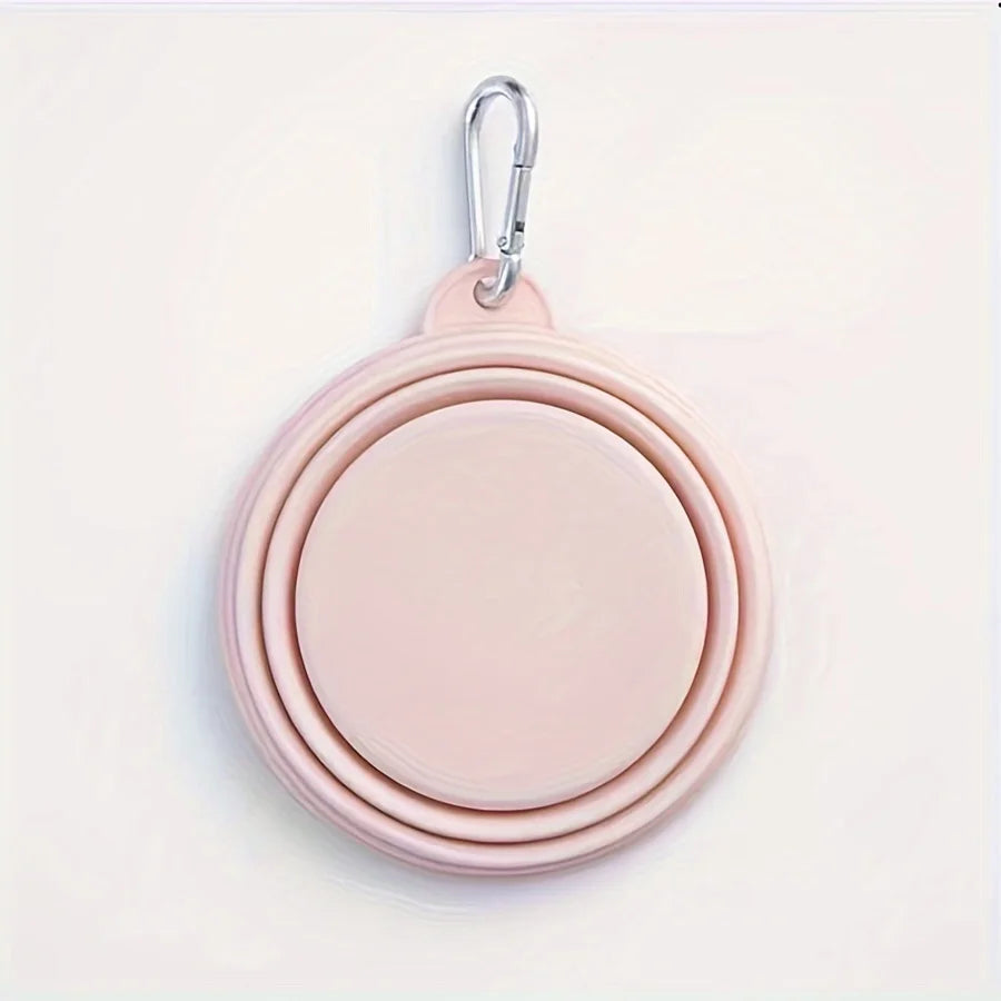 Hanging Dog Pet Folding Silicone Bowl 350ml Outdoor Travel Portable Food Water Container Feeding Tray Bowl Macaron Color Supplie