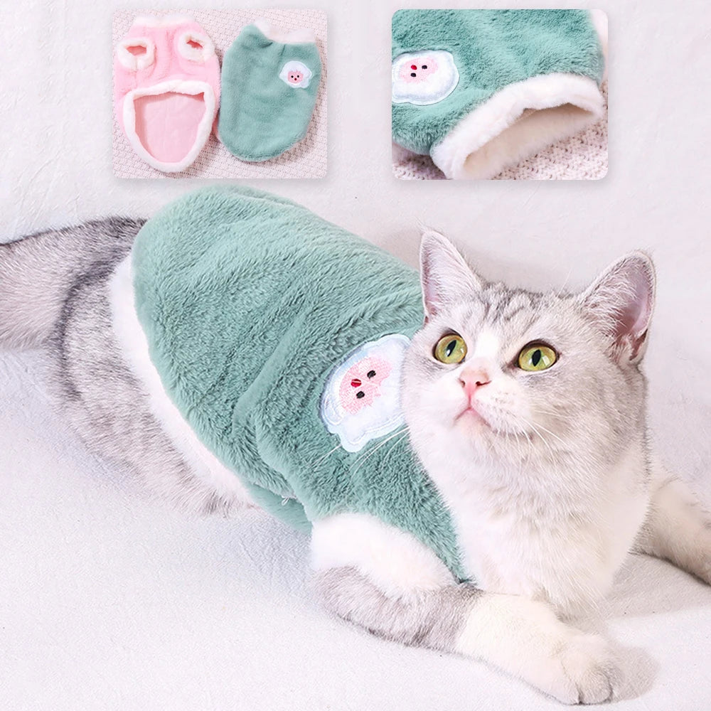 Soft Cat Clothes For Small Medium Dog Cats Pets Warm Kittens Clothes for Winter Kitten Small Kitten Stuff Clothing Vests - Play Paws Toys