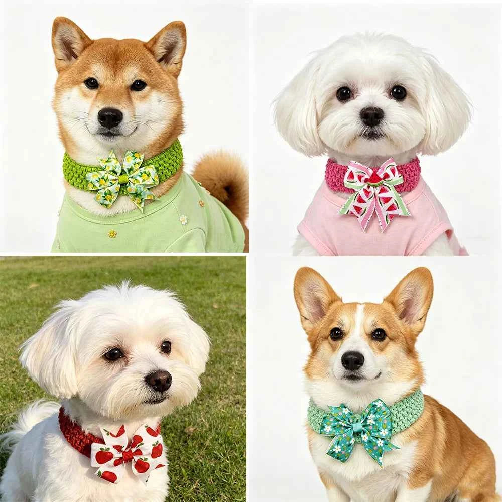 30pcs Pet Grooming Dog Bowtie Spring Summer Pet Necktie Grooming Collar Elastic Band for Small Middle Large Dog Pet Supplies