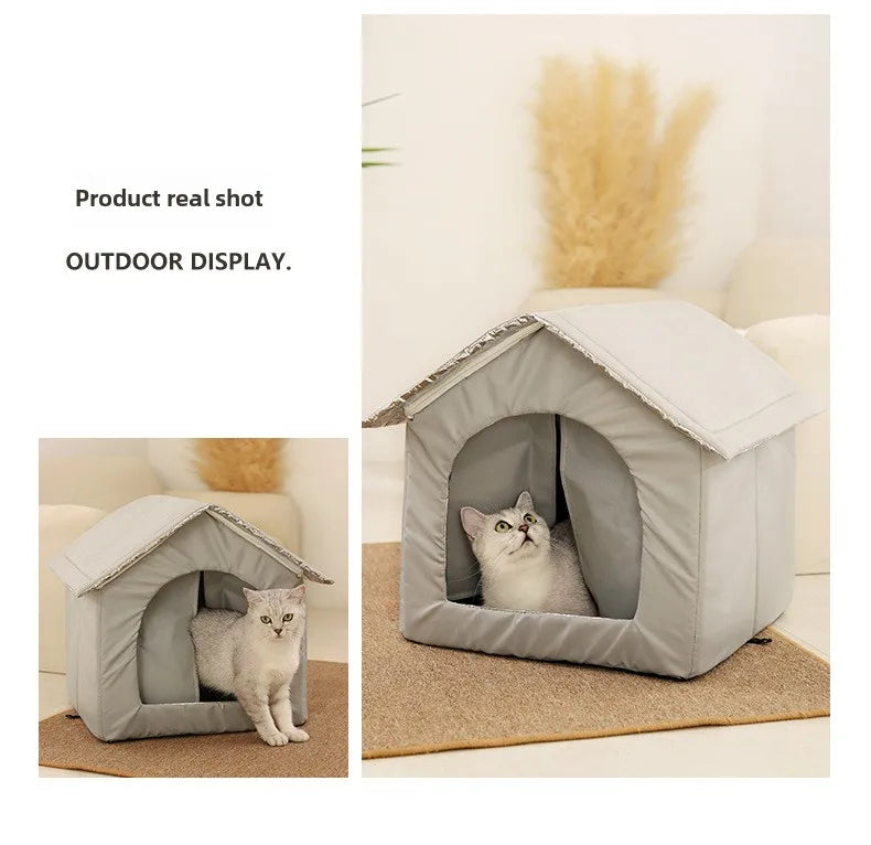 Stray Cat dog House Waterproof Outdoor Winter Warm Pet Cave Sleeping Beds Home Foldable Washable for Small Dog Puppy Supplies - Play Paws Toys