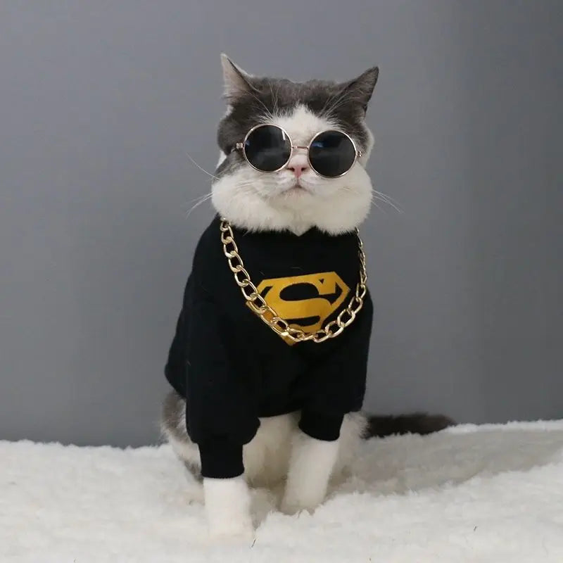 Puppy Dog Sunglasses Anti-skid Round Metal Cat Classic Retro Sunglasses Hippie Cute and Funny Pet Glasses Cosplay Party Costume