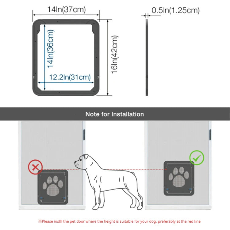 Pet Door Outdoor Dogs Cats Window Gate House Enter Freely Fashion Pretty Garden New Safe Lockable Screen Easy Install  Dog Gate - Play Paws Toys