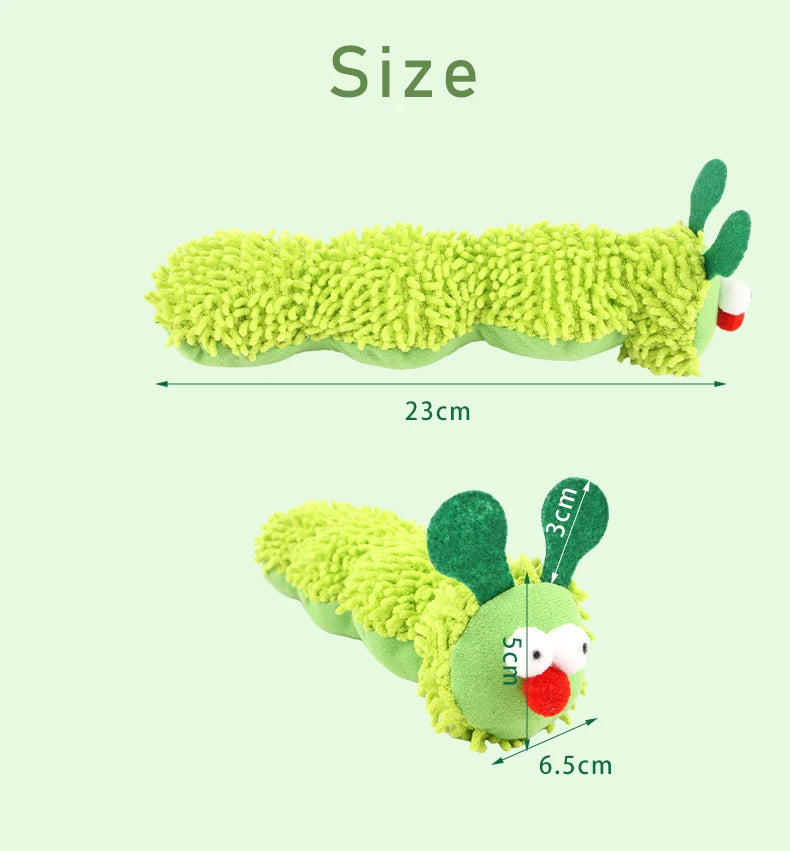 Caterpillar Cat Chew Toy, Plush Interactive Kitten Teething Toy with Catnip, Silvervine Dental Teeth Cleaning for Indoor Cats
