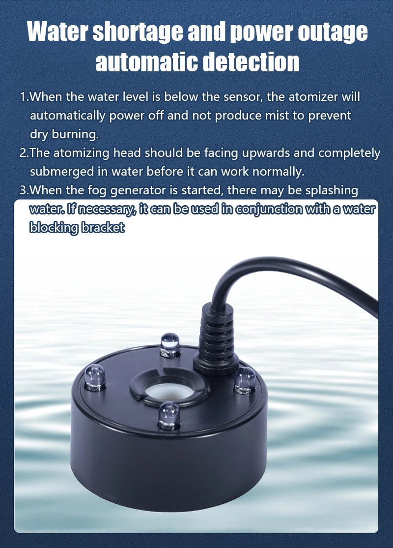 1PC 5V USB Mist Maker Fogger Nebulizer Water Fountain Fish Tank Pond Atomizer Head With 4 LED Colorful Lights