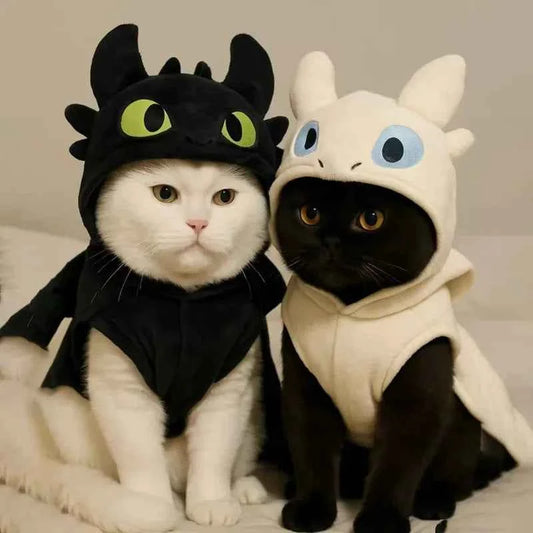 Little Devil Cat Dog Clothes Winter Warm Pet Costume Puppy Kitten Sweater Blue Outfit Anti Hair Loss Soft Fleece Autumn