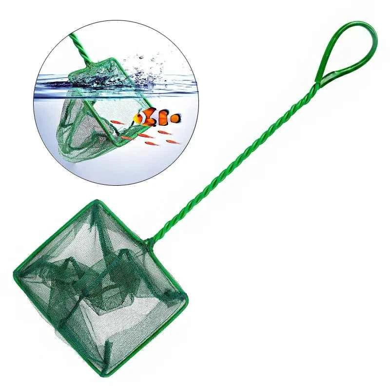 Portable Fish Net Long Handle Square Aquarium Accessories Fishbowl Landing Net Fishing Net Outdoors Crab Traps Fishing Tools