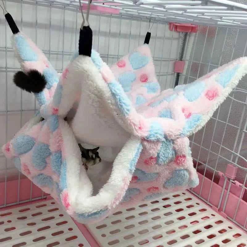 1/2pcs Hamster Hideout Cage Print Fleece Guinea Pig Sugar Glider Sleeping Bed Rodent Hammock Rat Little House Animals Supplies