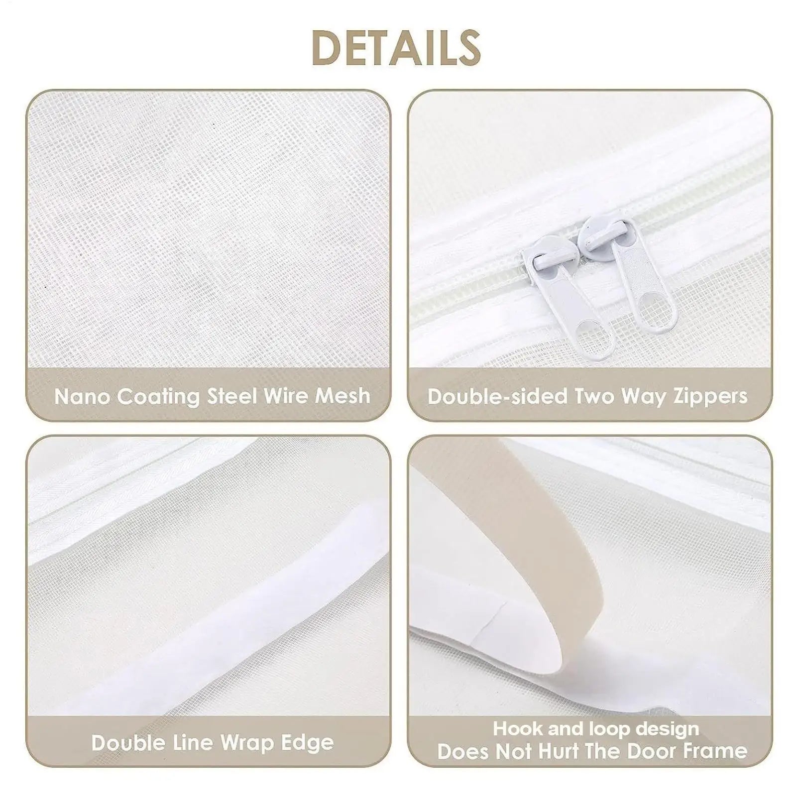 Cat Screen Door Mesh Cat Door with Double Zipper Closure Escape Proof Screen Gate to Keep Pets in for Bedroom Kitchen Home Patio