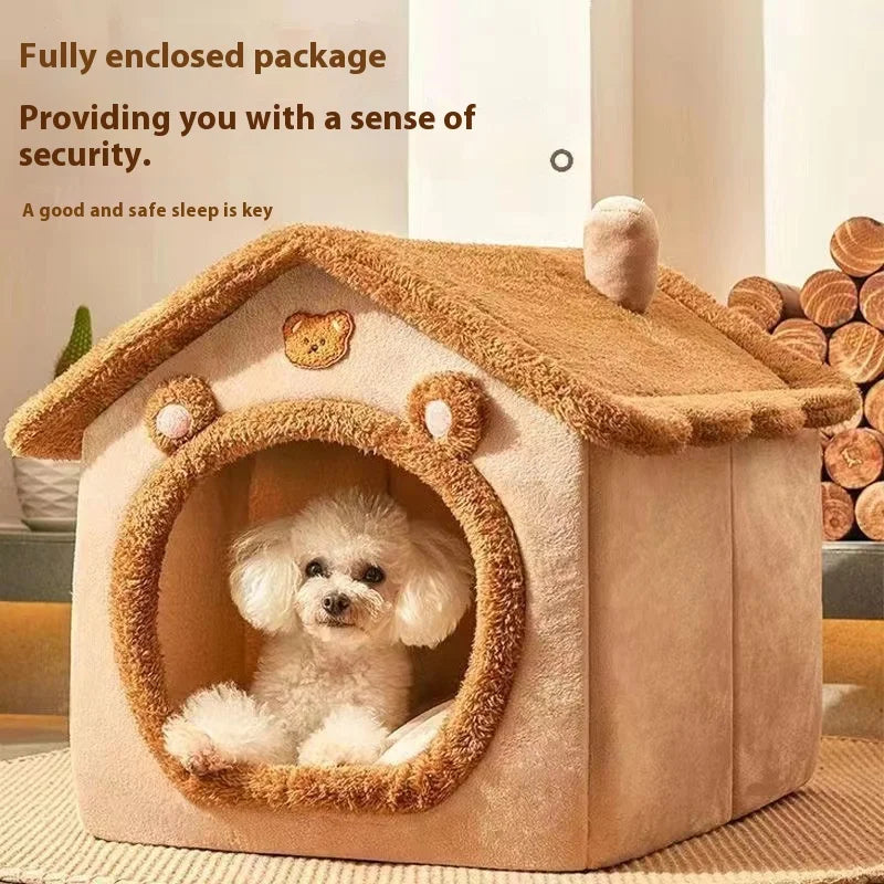 House Style Pet Bed for Small Dogs & Cats - All Season Removable Washable Dog House Winter Warm Teddy Bed Pet Supplies - Play Paws Toys