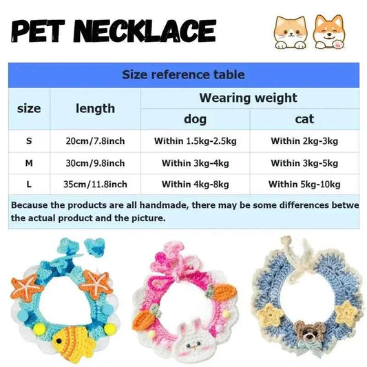 Hand-knitted Pet Collar Cat Decorative Collar Knitted Cute Dog Scarf Bib Saliva Towel Rabbit Decoration