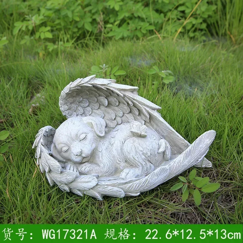 Pet Tombstone Dog Cat Tombstone Memorial Stone Personalized Memorial Stone Resin Statue Creative Angel Dog Cat Ornament