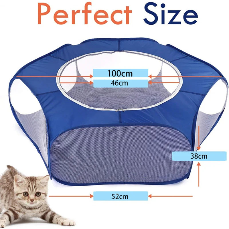 Portable Small Pet Cage Transparent Hedgehog Cage Tent Pet Playpen Open Folding Yard Fence For Dog Hamster Rabbit Guinea Pig