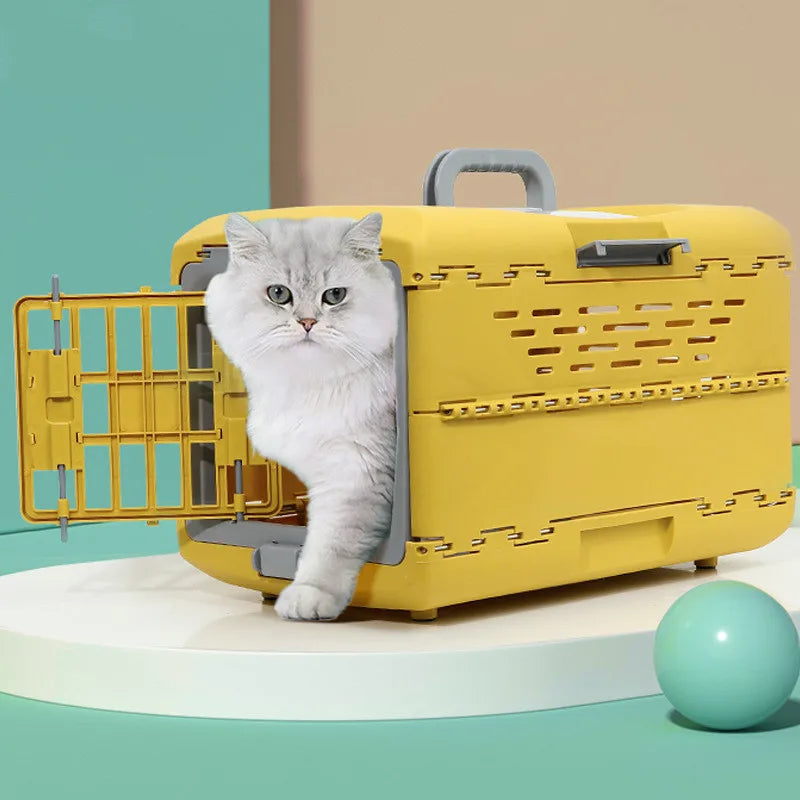 Pet Supplies Car Portable Cat Cage Portable Foldable Flight Case Breathable Kennel For Outing Pet Check-in Box - Play Paws Toys