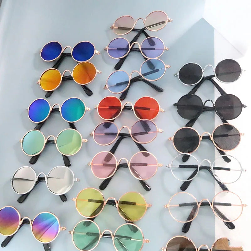 Puppy Dog Sunglasses Anti-skid Round Metal Cat Classic Retro Sunglasses Hippie Cute and Funny Pet Glasses Cosplay Party Costume