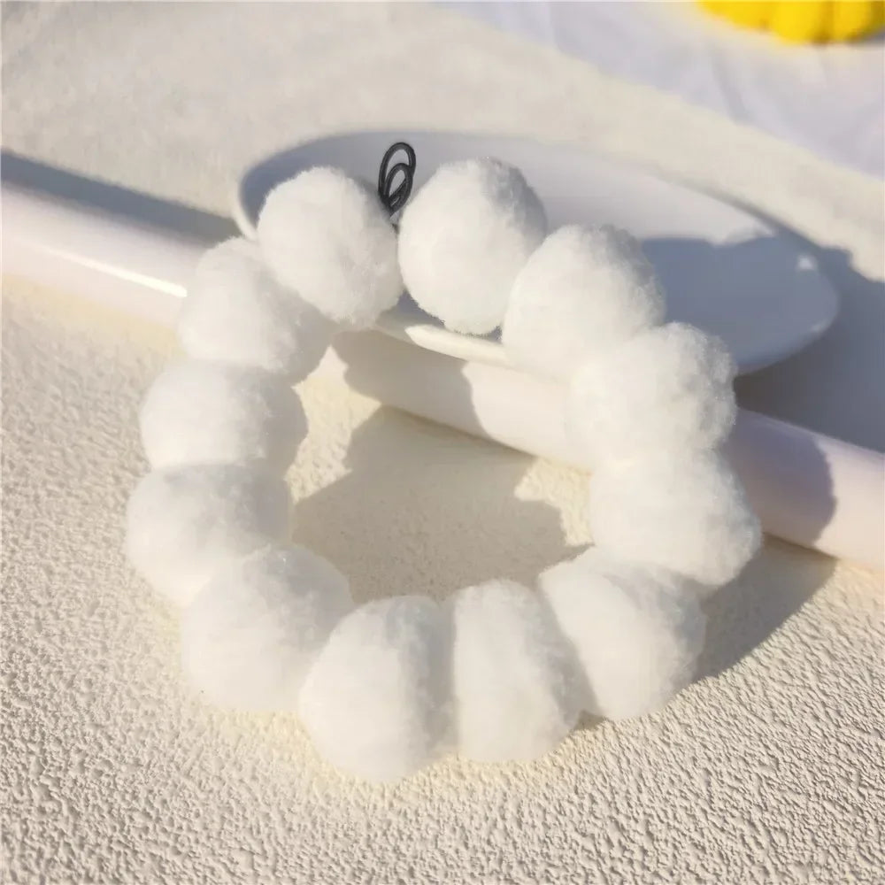 New Soft 3cm Plush Ball Handmade Pet Dog Collar Cartoon Solid Color Cat Necklace Decoration Poodle Samoyed Bichon Accessories