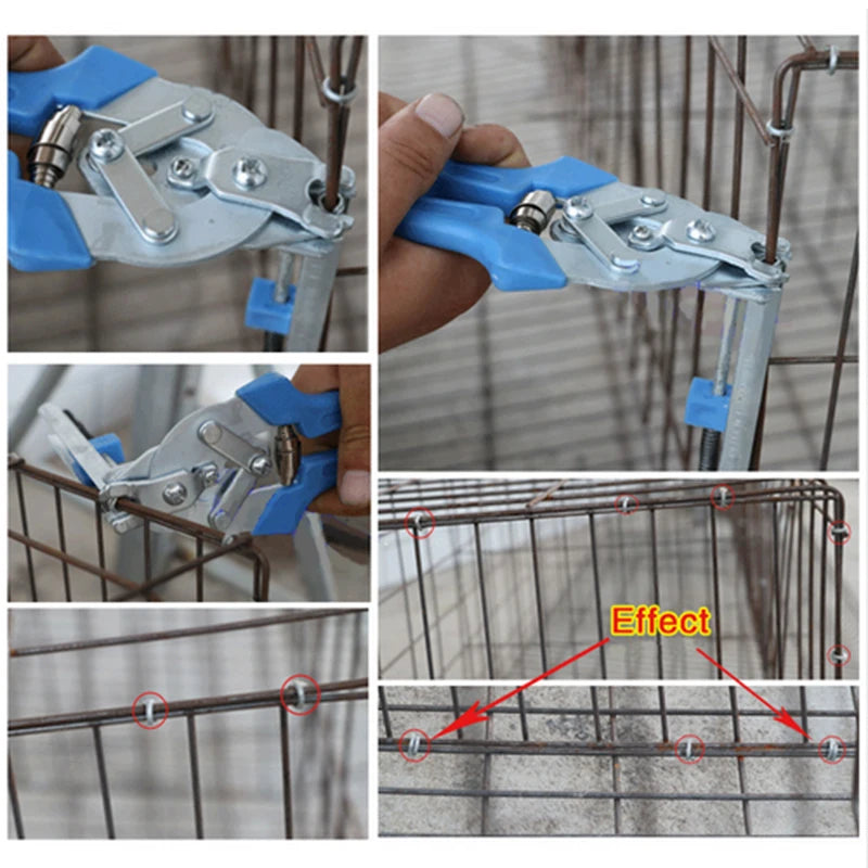 Hog Ring Plier Tool and 600pcs M Clips Staples Chicken Mesh Cage Wire Fencing Caged Clamp Poultry Supplies Chicken Cage