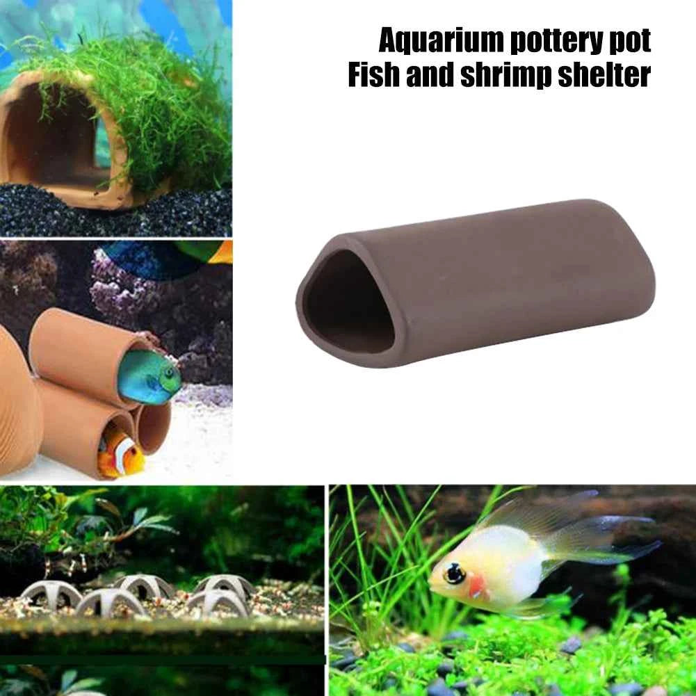 Fish Tank Crystal Shrimp House Special Shaped Clay Pot Shelter Earth Tube Cave Aquarium Shrimp Breeding Ceramic Nest Decoration