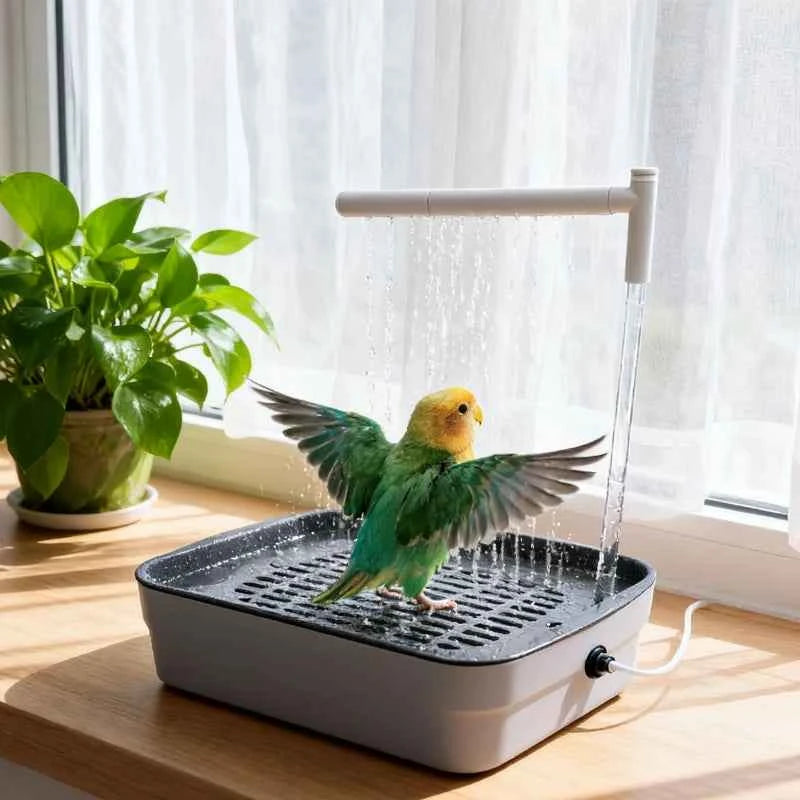 Bird Daily Use Bathtub Bird Shower Basin for Health Tabletop Parrots Bathing Parrot PeonyBath Automatically Circulates Bird Bath