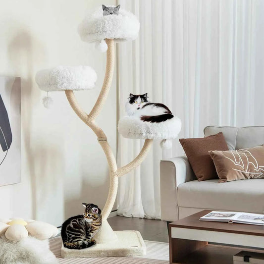 70" Tall Multi-Level Cat Tree Tower Scratching Posts Board 3 Perches Dangling Balls Indoor Large Cats 20 lbs+, Custom