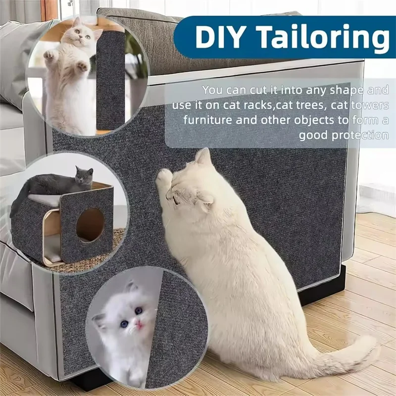 1Roll Cat Scratching Mat Self-Adhesive Trimmable Carpet Cat Scratching Post Carpet for Anti-scratching Sofa Furniture Protection