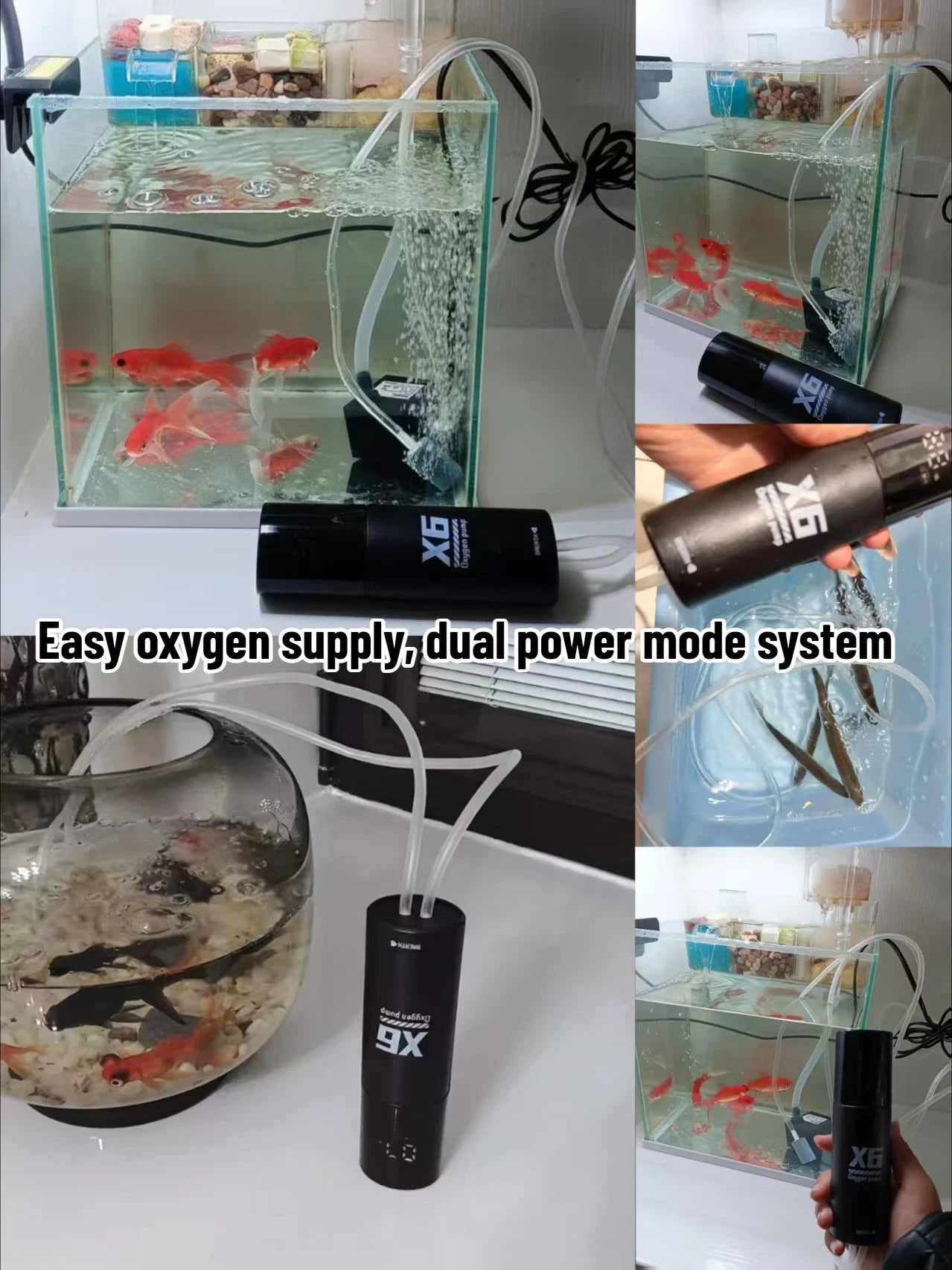 5W USB Rechargeable Oxygen Pump for Outdoor Fishing/Aquarium, Portable Aerator with 48H Runtime for Night Fishing