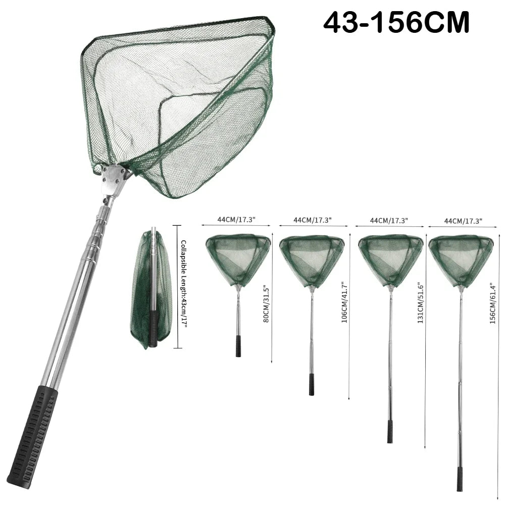 Triangle Fishing Landing Net with Telescoping Pole Handle Easy Catching or Releasing Fishing net for Fly Trout Carp Course Sea