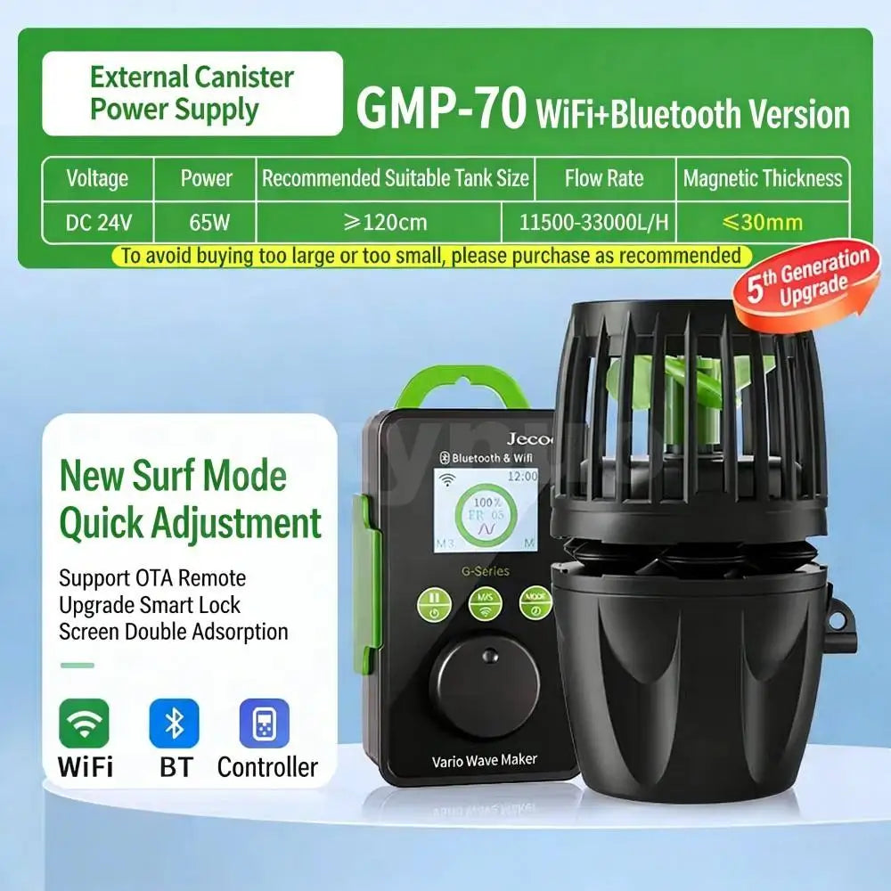 Jebao Jecod GMP Series Cordless Aquarium Vario Wavemaker Pump Bluetooth APP Controlled for Marine Coral Reef Fish Tank