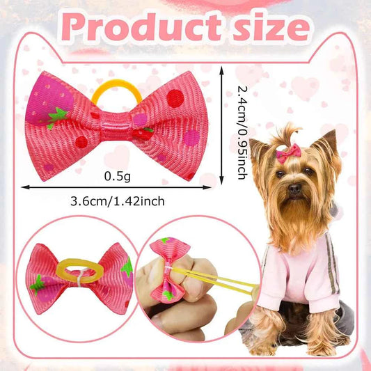 100PCS Dog Bows New Mixed Colors Puppy Bows Pet Dog Supplies With Rubber Bands Handmade Pet Grooming Accessories For Dogs