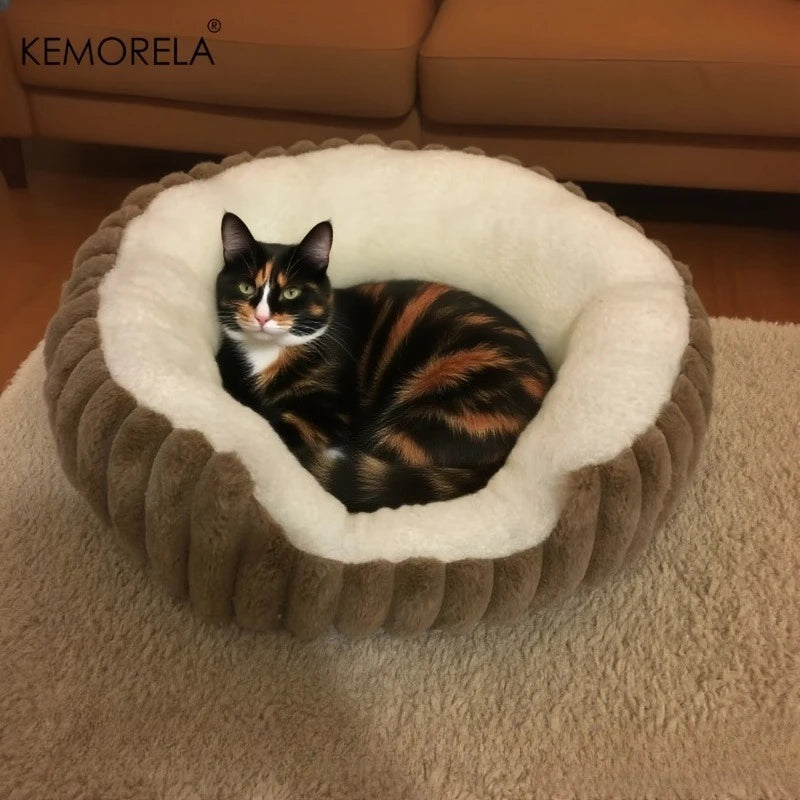 Jumbo Soft Warm Cat Bed - Plush Cozy Puppy Sofa with Backrest, Washable Non-Slip, Polyester Pet Bed for Kittens & Small Dog - Play Paws Toys