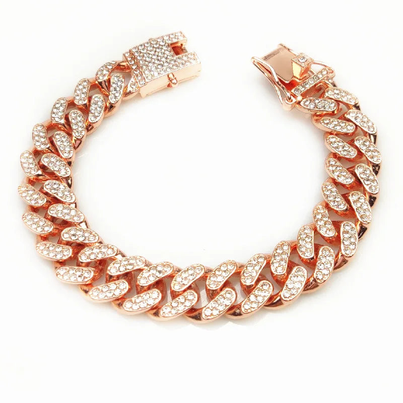 Luxury Cuban Link Cat Necklace Jewelry Rhinestone Collar Cat Gold Chain Kitten Wedding Prom Costume Accessories for Cats Puppy