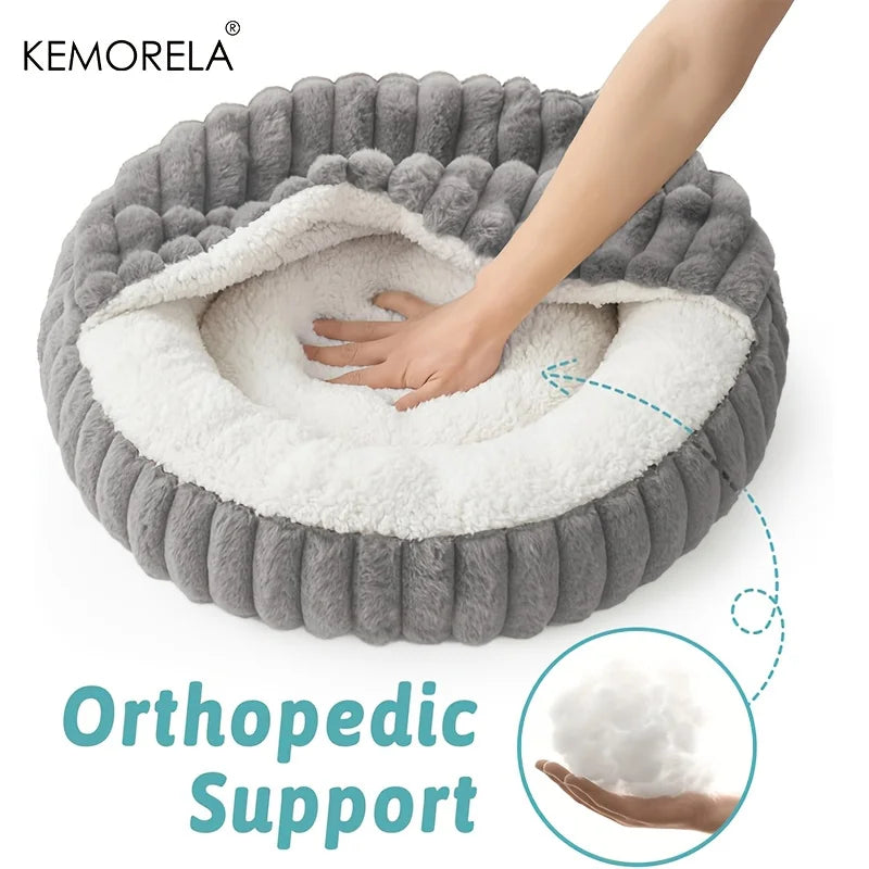 Calming Warm Kitten Bed Round Hooded Cat Cave, Indoor Puppy Sleeping Bed Suitable for Cat Dog Non-Slip Bottom Cat Cushion - Play Paws Toys