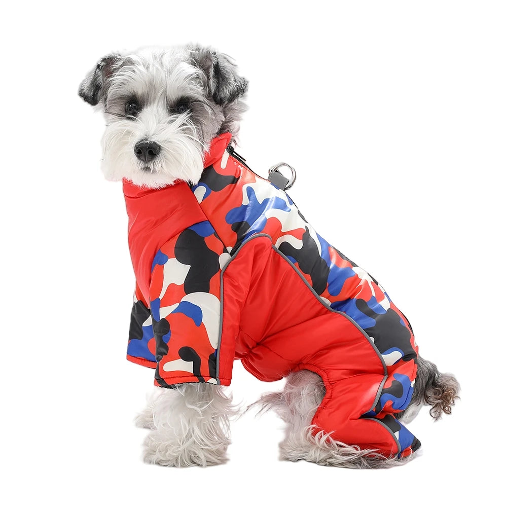 Warm Pet Clothes With D-ring Reflective Dog Jumpsuit For Small Medium Dogs Camouflage Puppy Coat For Winter Chihuahua Pug Jacket