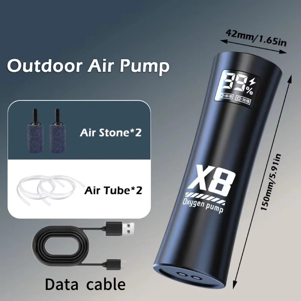 Aquarium Fish Tank Oxygen Pump Charging Dual-Purpose Air Pump Usb Lithium Battery Household Portable Fishing Mute Outdoor