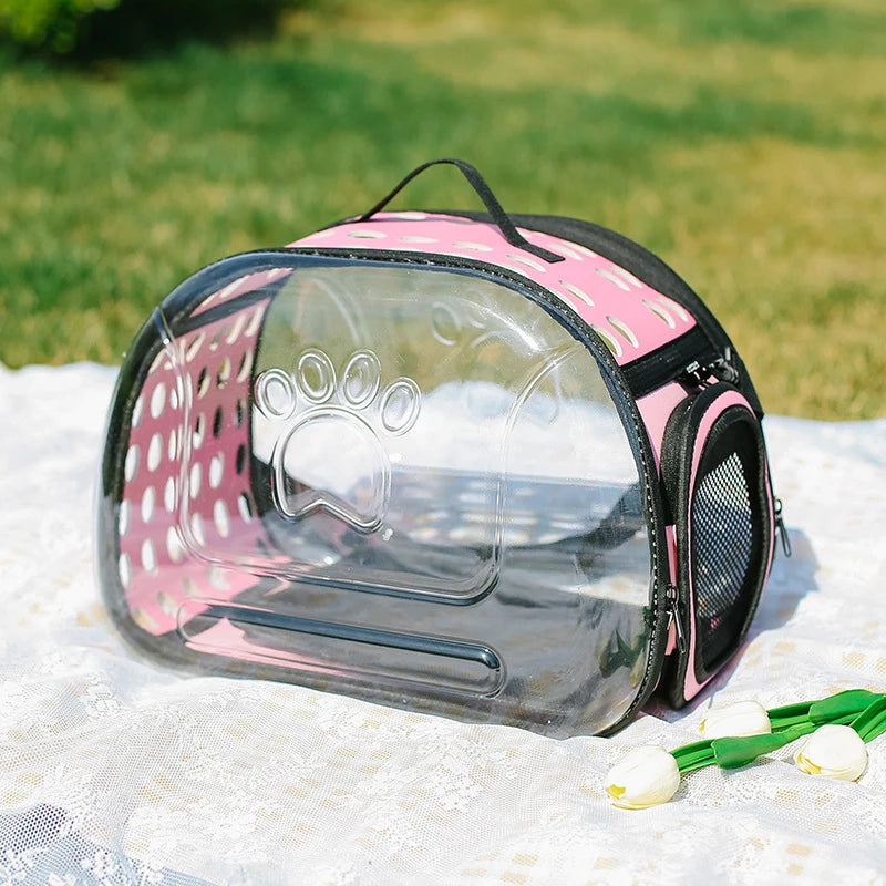 Transparent Foldable Outdoor Pet Travel Carrier Bag Handbag Puppy & Kitten Capsule Transparent Portable Shoulder Strap Bag - Play Paws Toys