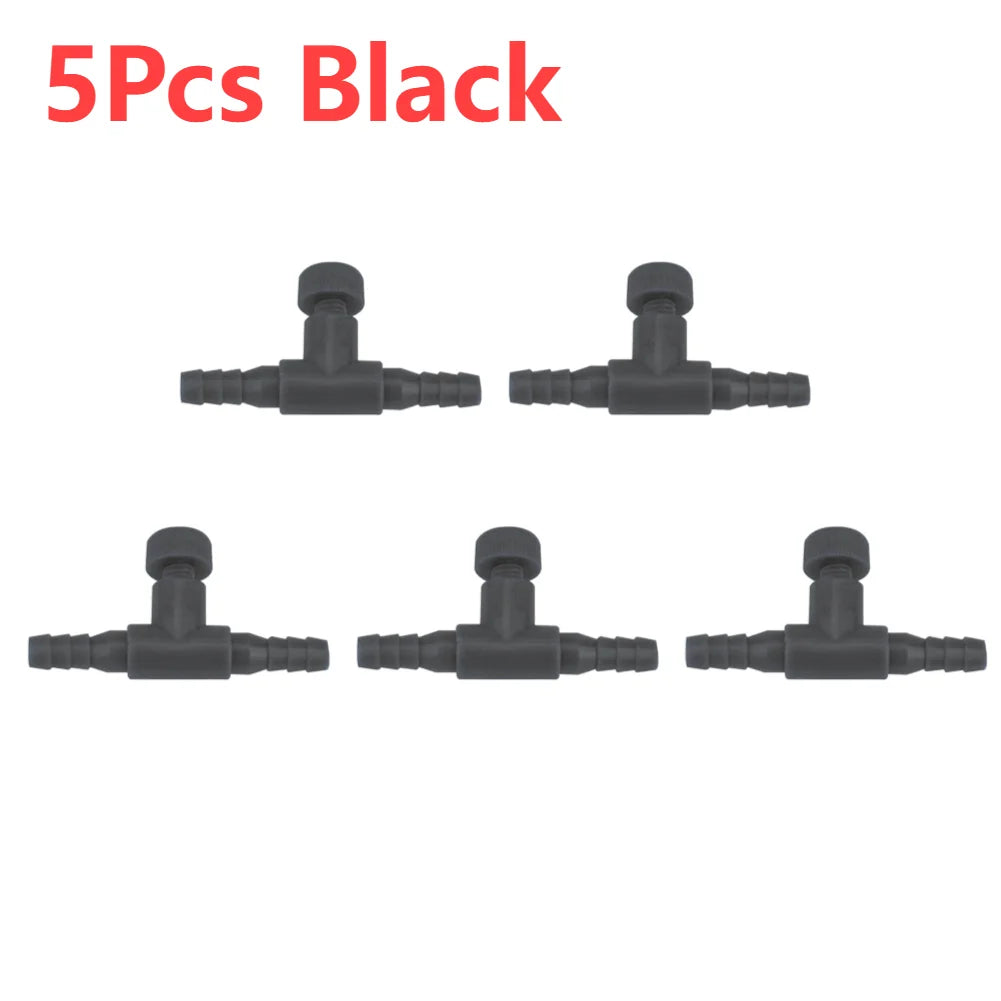 5/10pcs Fish Tank Air Line Flow Control Regulator Valve Aquarium Air Regulating Valve Switch Oxygen Pipe Tee Joint For 4mm Airli