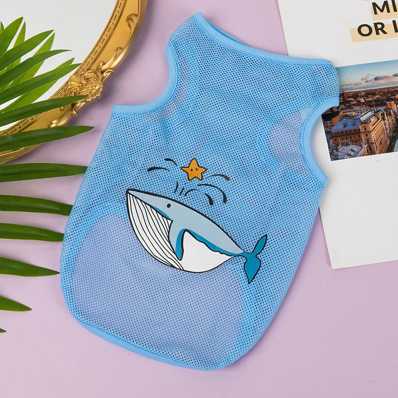 Pet Summer Tshirt Cute Cartoon Prints Vest Cats & Dogs Lightweight Mesh Breathable Clothes  Outdoor Pets Clothing